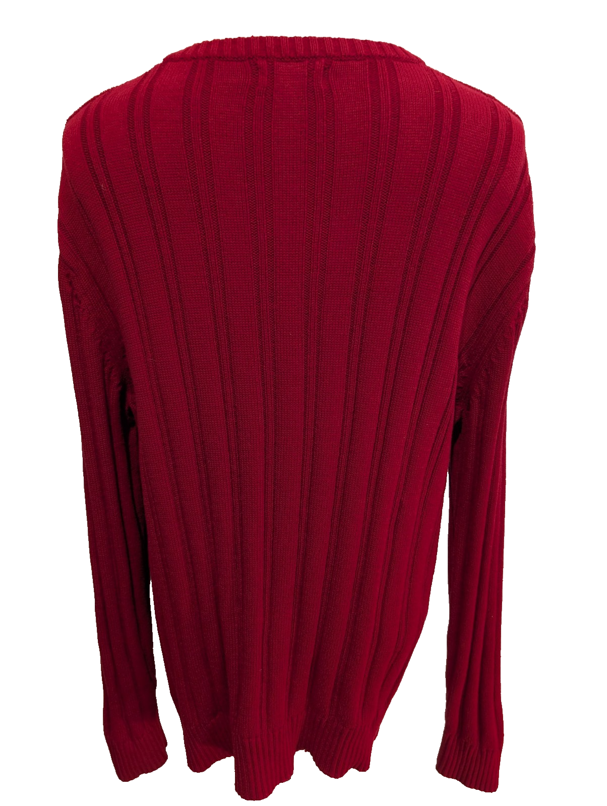 Pull Nautica Torsadé Rouge Foncé Col Rond 100% Coton Unisexe Taille XL