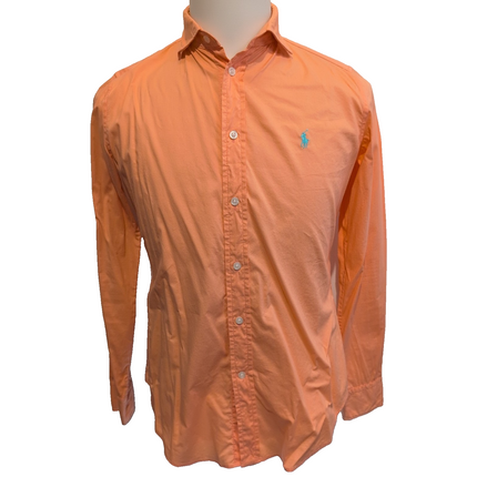 Chemise Polo Ralph Lauren Enfant XL 170/96A Orange Pastel Coton Logo Vert