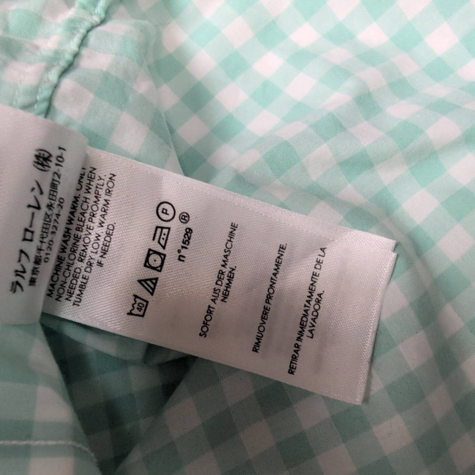 Chemise Polo Ralph Lauren Taille S Slim Fit Stretch Verte à Carreaux Coton