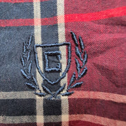 Chemise Chaps XL Bleu Marine Rouge Carreaux Custom Fit Logo Poche