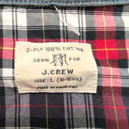 Chemise J.Crew L XL Bleu Rouge Carreaux 100% Coton Poche manches longues