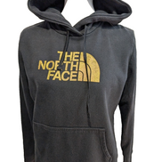 The North Face Sweat à Capuche Noir - Grand Logo Or Brillant - Taille M Femme