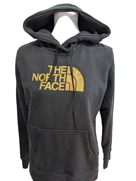 The North Face Sweat à Capuche Noir - Grand Logo Or Brillant - Taille M Femme