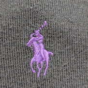 Pull Polo Ralph Lauren noir col V coton Pima logo violet taille M