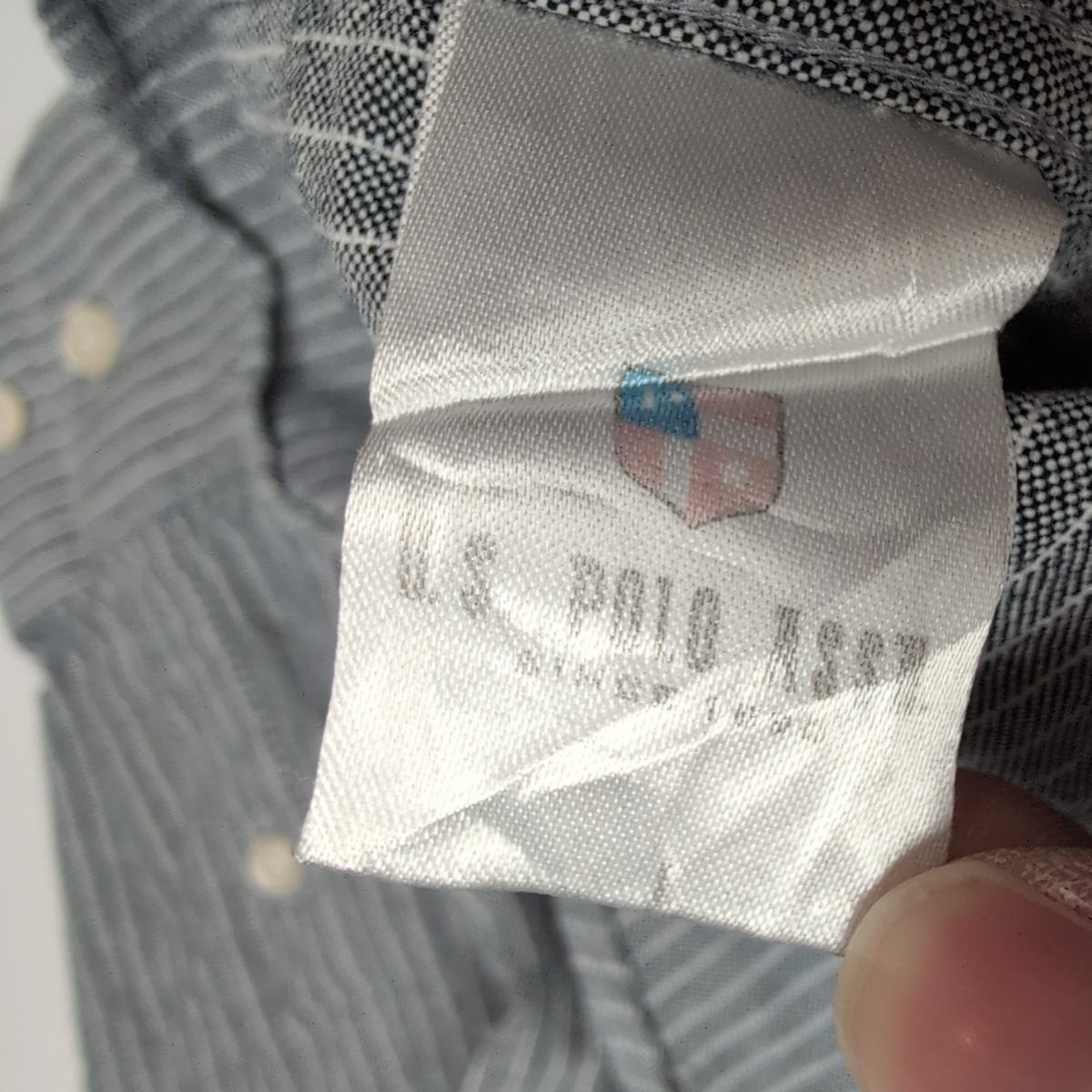 Chemise U.S. Polo Assn XL Grise Rayures Blanches Coton Logo Manches Longues