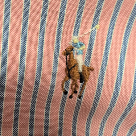 Chemise Ralph Lauren Yarmouth XL rose rayures logo marron coton
