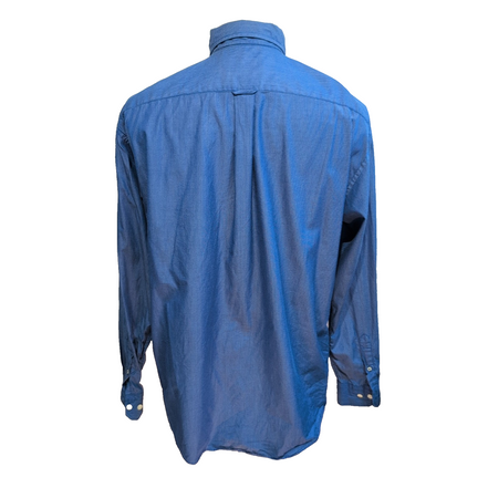 Chemise Nautica L Bleu Rayures 100s Two Ply Coton Logo Poche manches longues