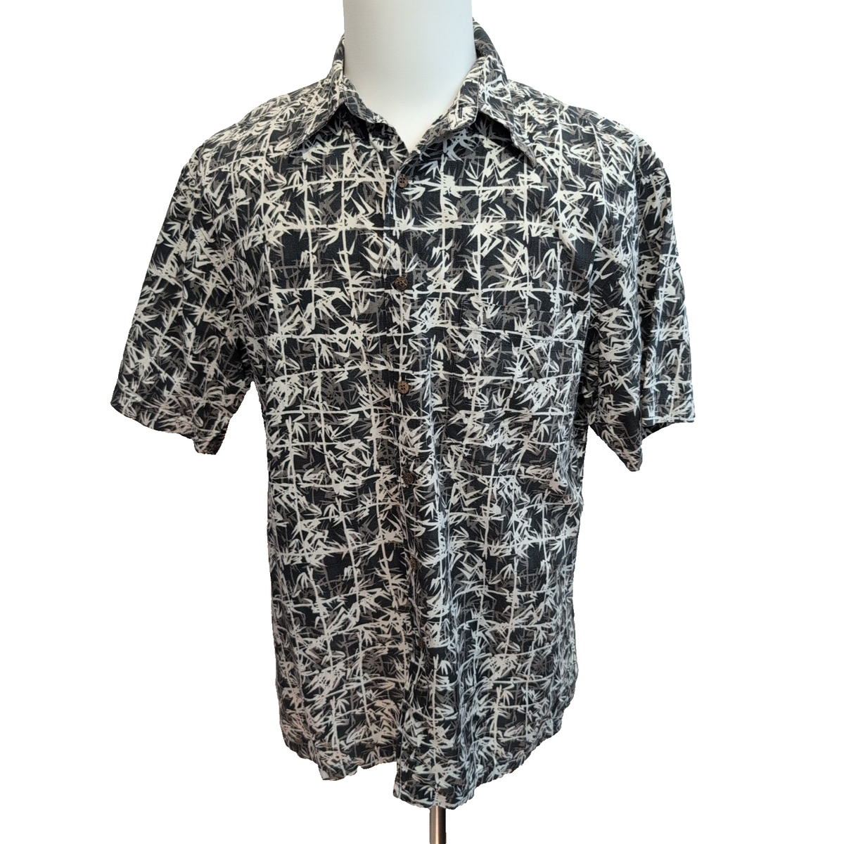 Chemise Hawaïenne Pendleton Soie Coton Noir Bambou M