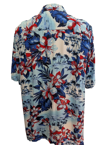 Chemise Hawaïenne George 100% Rayonne - Motif Fleuri & Palmiers - XL