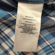 Chemise Ralph Lauren S Classic Fit 100% Lin Bleue Carreaux Manches Courtes