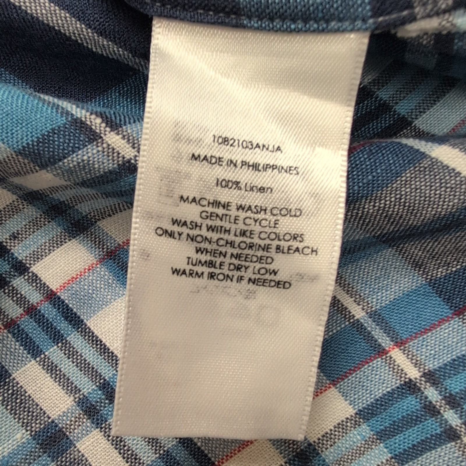 Chemise Ralph Lauren S Classic Fit 100% Lin Bleue Carreaux Manches Courtes