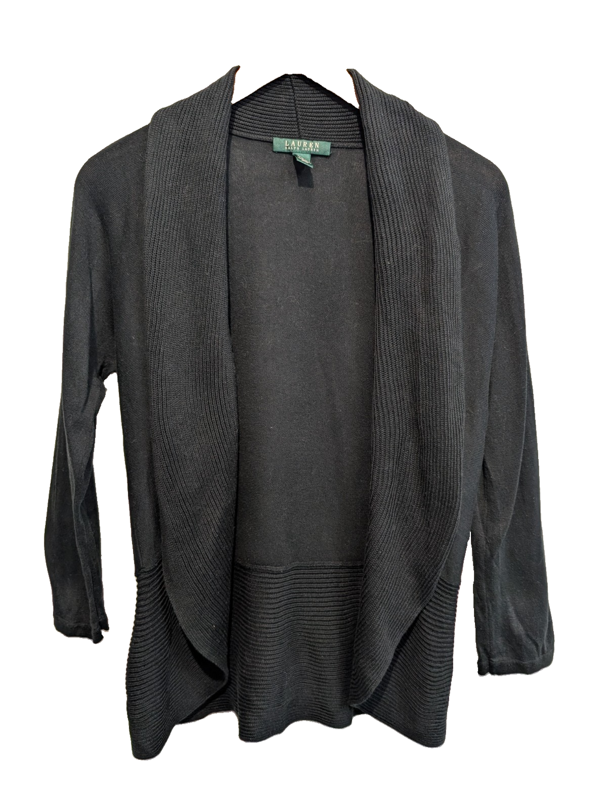 Gilet cardigan LAUREN Ralph Lauren M noir col châle ouvert manches longues