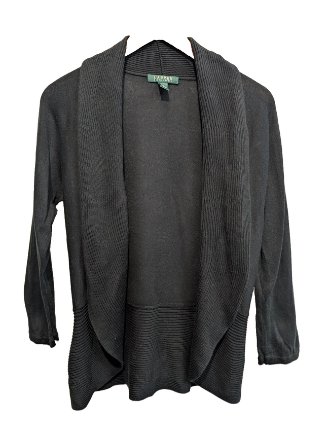 Gilet cardigan LAUREN Ralph Lauren M noir col châle ouvert manches longues