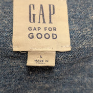 Pull GAP L bleu chiné col rond 80% coton maille fine léger