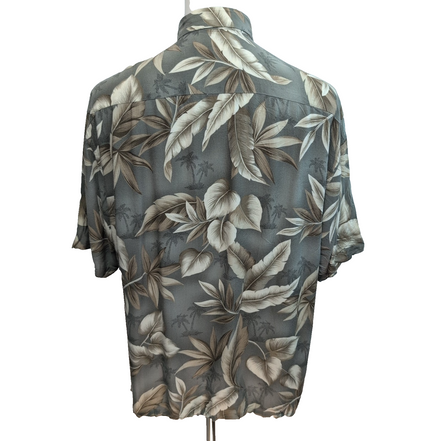 Chemise Hawaïenne Pierre Cardin L Kaki Feuillage Rayonne Manches Courtes