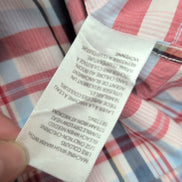 Chemise Nautica M Rouge Bleu Carreaux Manches longues Coton Logo Brodé Poche