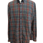 🔥 CHEMISE FLANELLE L.L. BEAN XL (TG) CARREAUX ROUGE GRIS QUALITÉ