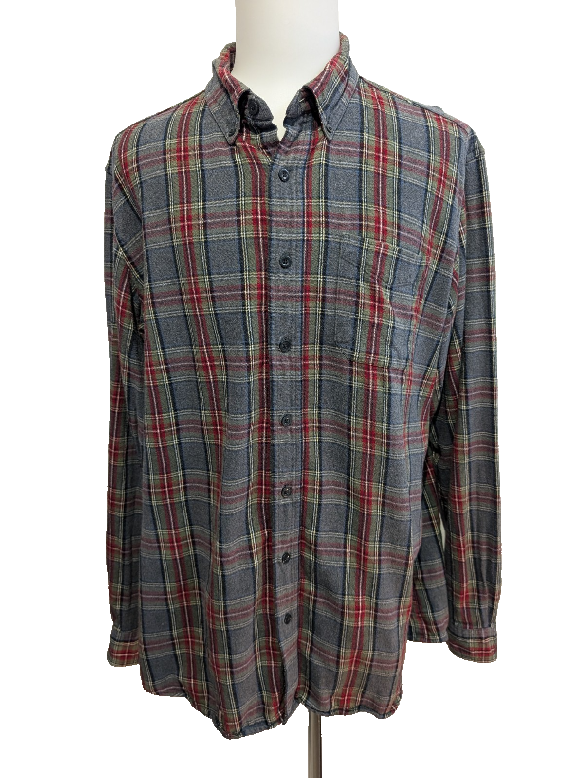 🔥 CHEMISE FLANELLE L.L. BEAN XL (TG) CARREAUX ROUGE GRIS QUALITÉ