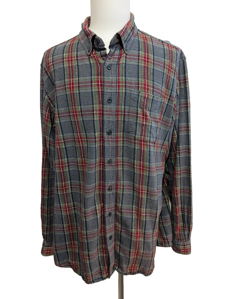 🔥 CHEMISE FLANELLE L.L. BEAN XL (TG) CARREAUX ROUGE GRIS QUALITÉ