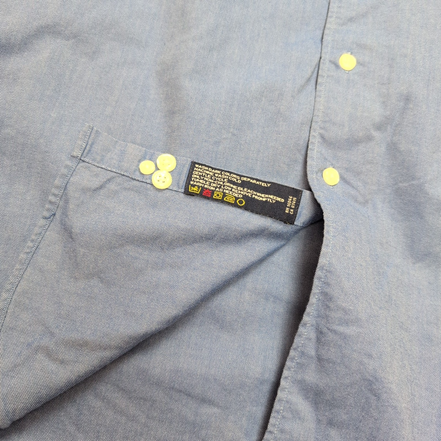 Chemise Nautica L/XL Bleu Uni Coton Oxford Logo Brodé Manches Longues