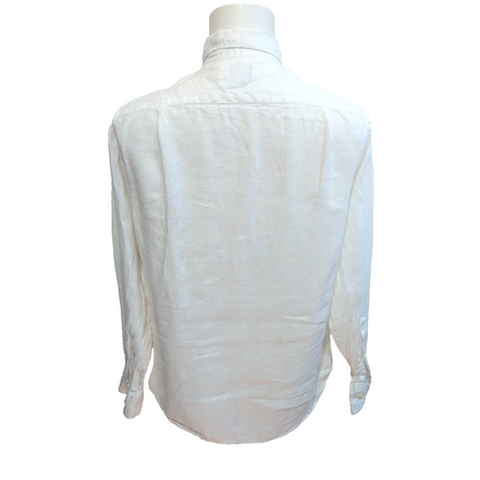 Chemise J.Crew S Slim Fit Blanc Uni 100% Lin Poche manches longues