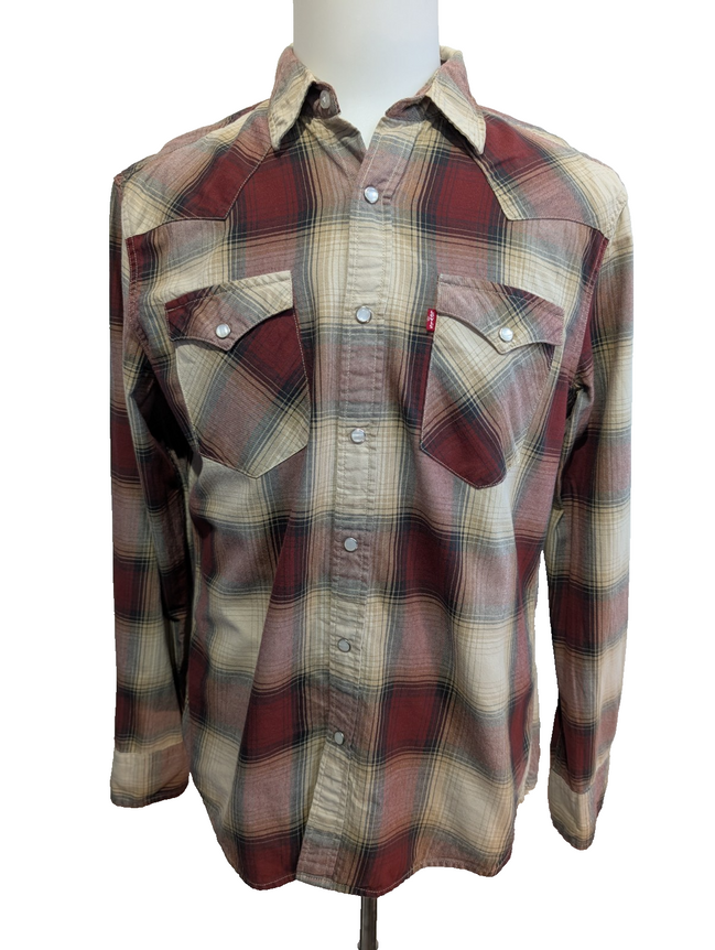 Chemise LEVI'S Western Carreaux Bordeaux et Crème Manches LonguesTaille M