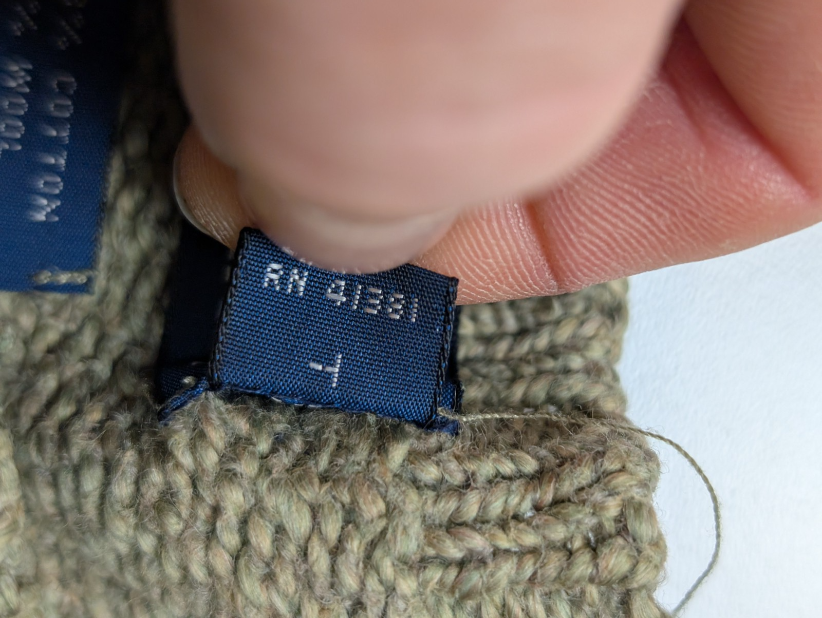 Pull POLO Ralph Lauren Col rond Vert Kaki - 17% Laine / 83% Coton - Taille L