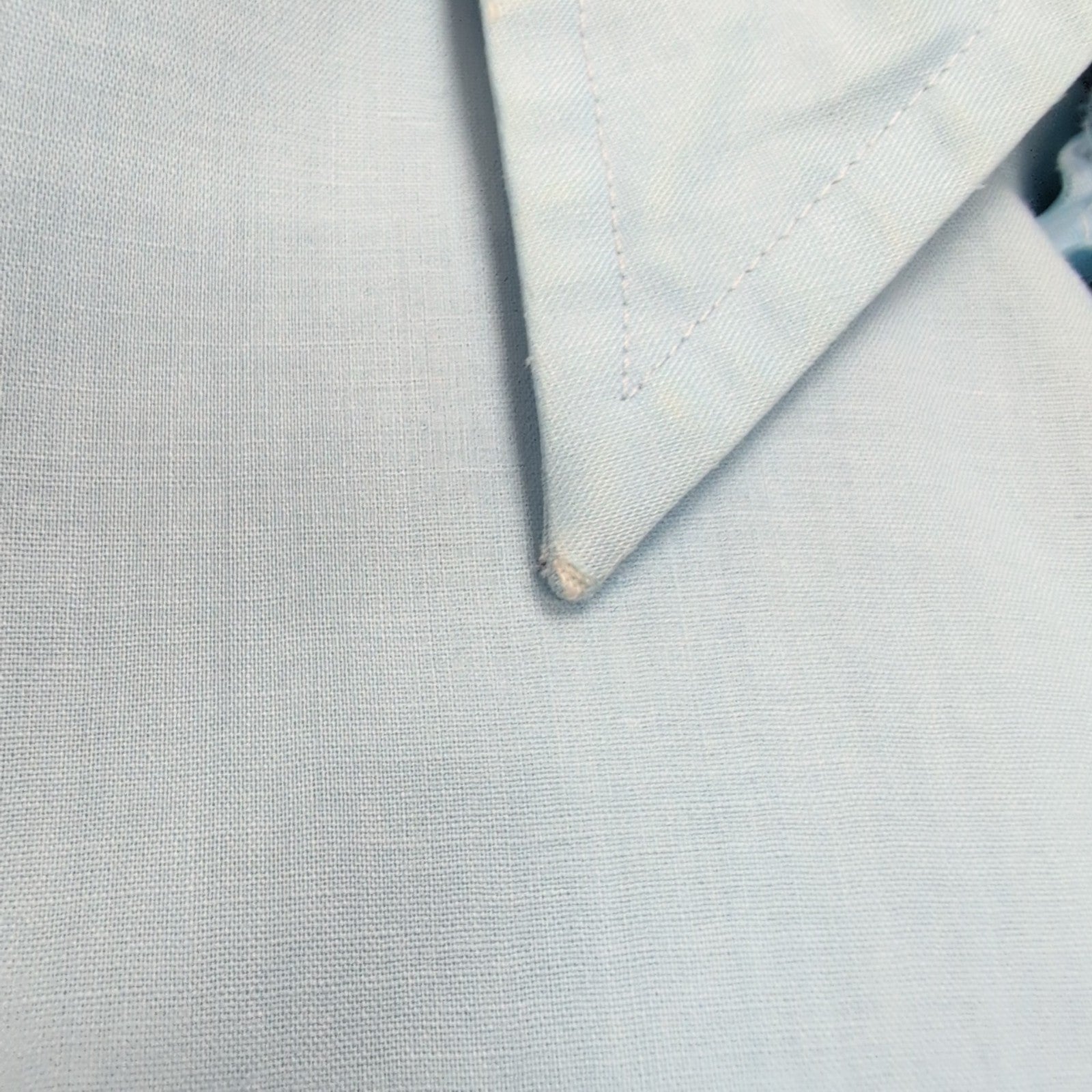 Chemise Sears XL Bleu Uni Col Pointe Manches Courtes Permanent Press