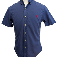 Chemise Ralph Lauren Manches Courtes Slim Fit Bleu Marine Taille S