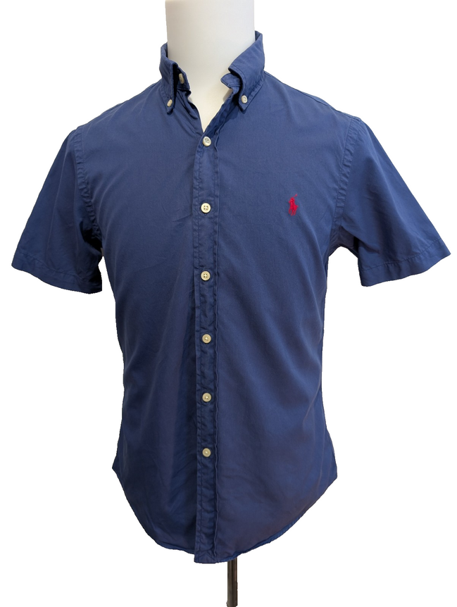 Chemise Ralph Lauren Manches Courtes Slim Fit Bleu Marine Taille S