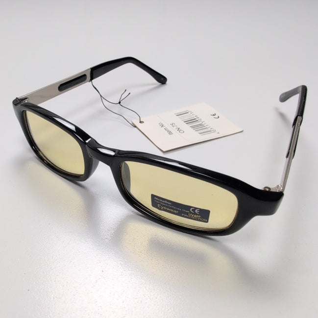 Lunettes de Soleil Rectangulaires Y2K Branches Larges Noir Jaune
