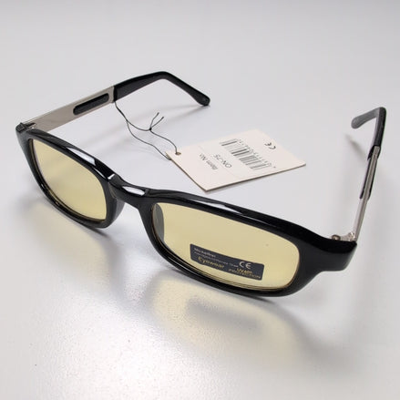 Lunettes de Soleil Rectangulaires Y2K Branches Larges Noir Jaune
