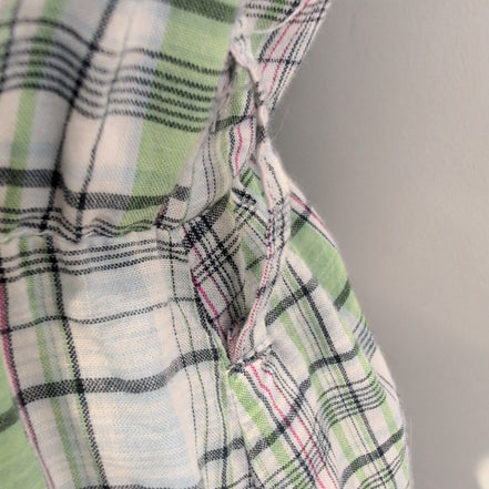 Robe d'été Femme Coton Carreaux Vert Bleu Bretelles Réglables M