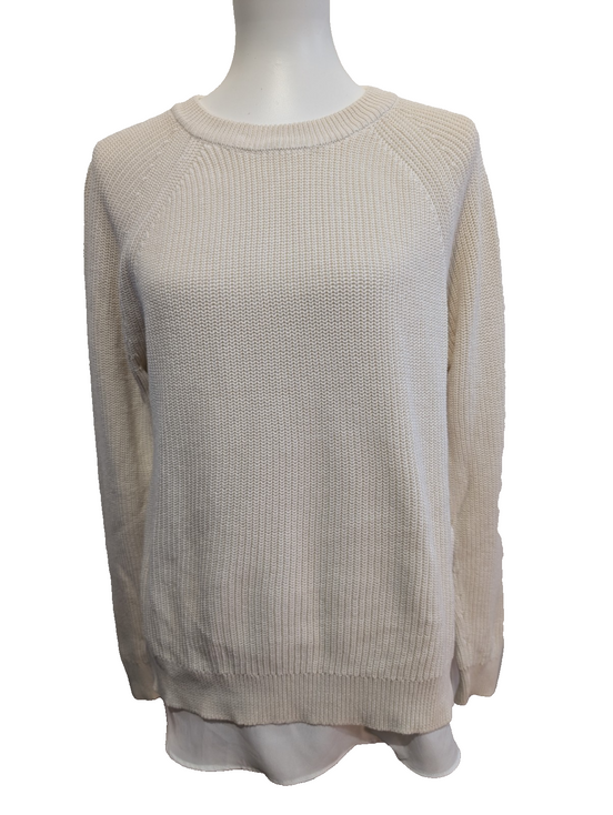 Pull Lauren Ralph Lauren Femme Blanc Crème Doublé Coton Taille M Excellent État