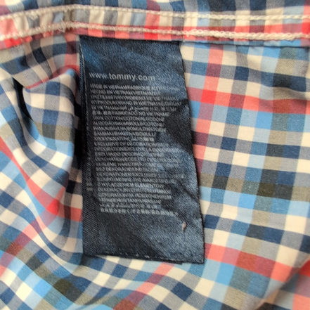 Chemise Tommy Hilfiger Carreaux Bleu Blanc Rouge Manches Longues - Taille XL