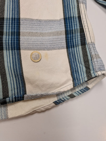 EDDIE BAUER Flanelle Bleu Blanc M Comme Neuve TACHE MINIME Coton Épais | 327S