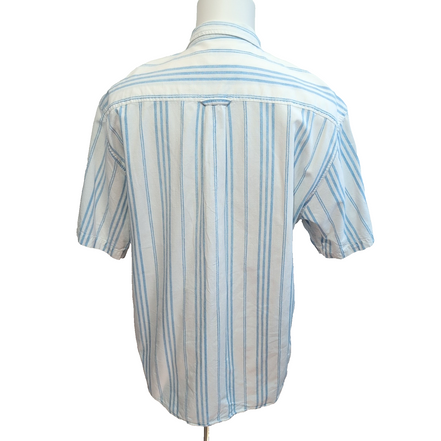 Chemise Dockers Blanche Rayures Manches Courtes Coton 2 Poches Taille L