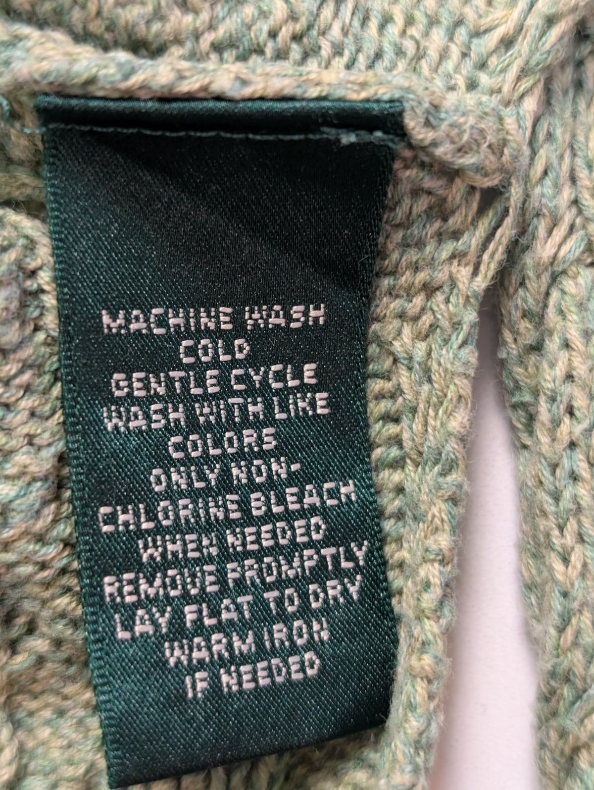 Pull femme LAUREN Ralph Lauren vert kaki chiné torsadé coton taille S