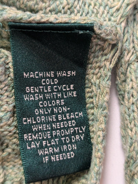 Pull femme LAUREN Ralph Lauren vert kaki chiné torsadé coton taille S