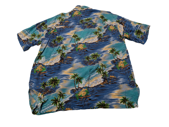 Chemise hawaïenne Pineapple Moon palmiers manches courtes taille M