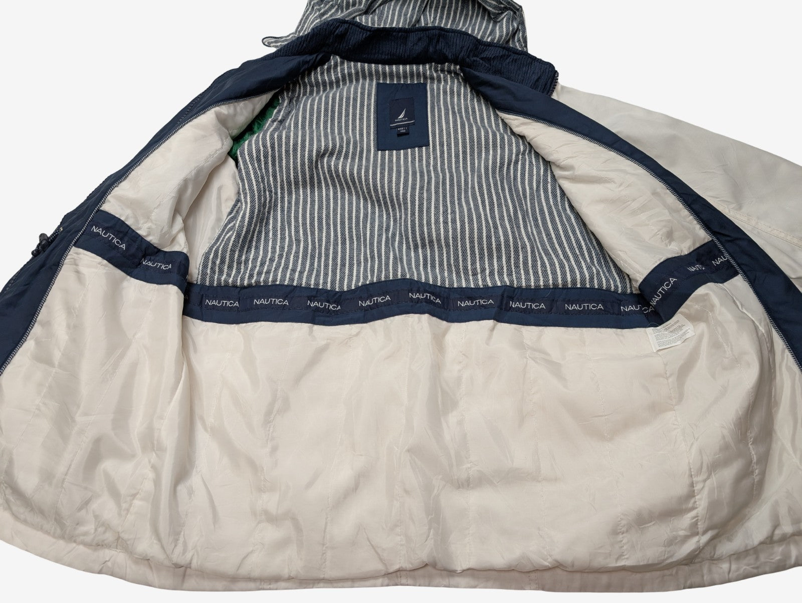 NAUTICA Manteau Long Femme M Blanc Imperméable Doublé Capuche Amovible | 325BSR