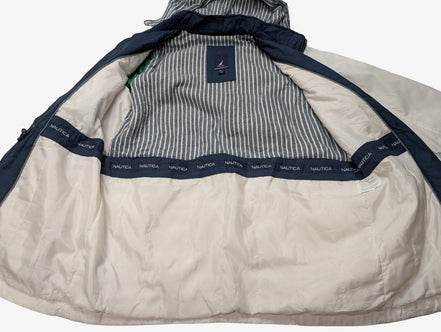 NAUTICA Manteau Long Femme M Blanc Imperméable Doublé Capuche Amovible | 325BSR