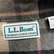 L.L. Bean Chamois Flanelle Coudes Réparés Vert Marron L USURE VINTAGE | 325S