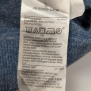 Pull GAP L bleu chiné col rond 80% coton maille fine léger