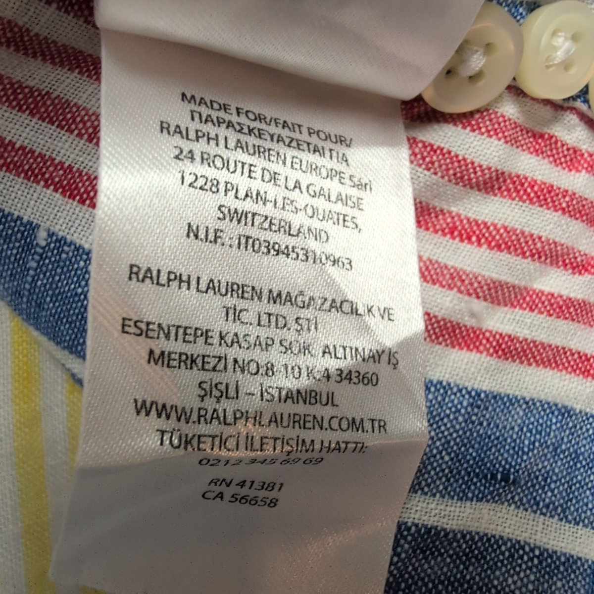 Chemise Polo Ralph Lauren XXL Lin Rayures Multicolores Classic Fit QR Code
