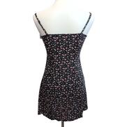 Robe Fleurie Taille XS Noir Rose 100% Viscose Bretelles Réglables
