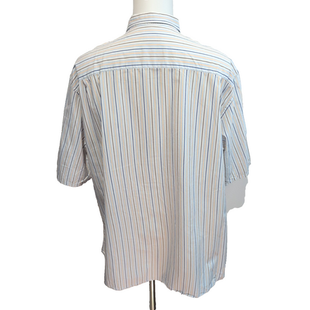 Chemise BURBERRY 100% Coton Taille 8 3XL Blanc Rayures Logo Brodé Manches courte