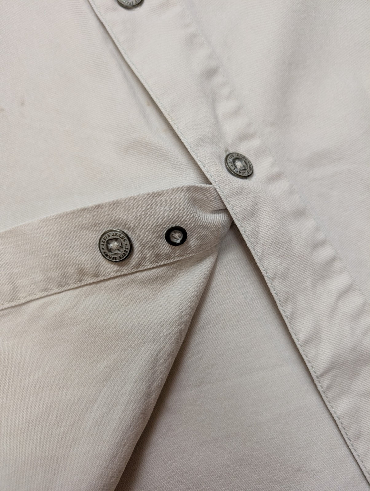 CHEMISE LEVI'S Jean Lourd Blanc Cassé XXL Homme Vintage Bouton Métal