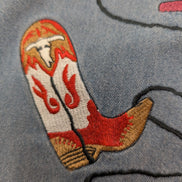 Chemise Western Novin Authentic Jean Gris Broderie Bottes Cowboy