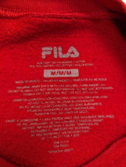 Sweat Fila Vintage T. M Col Rond Rouge | Multi-Logos Manches | TBE
